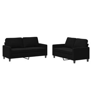 vidaXL 2 pcs conjunto de sof&aacute;s com almofad&otilde;es veludo preto