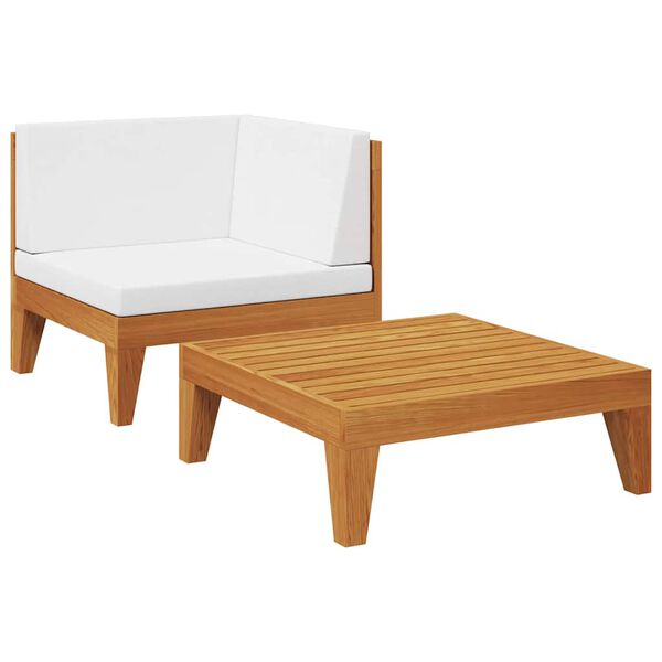 vidaXL 2 pcs conjunto lounge de jardim c/ almofad&otilde;es ac&aacute;cia maci&ccedil;a