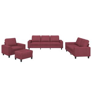 vidaXL 4 pcs conjunto de sof&aacute;s tecido vermelho-tinto