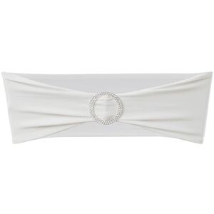 vidaXL Banda decorativa para cadeira, el&aacute;stico, em creme com fivela diamante