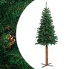 vidaXL Árvore de Natal fina madeira e pinhas genuínas 210 cm PVC verde