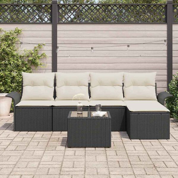vidaXL Conjunto de Sofá de Jardim 6 pcs Preto Rattan Sintético