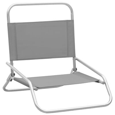 vidaXL Cadeiras de praia dobráveis 2 pcs tecido cinzento