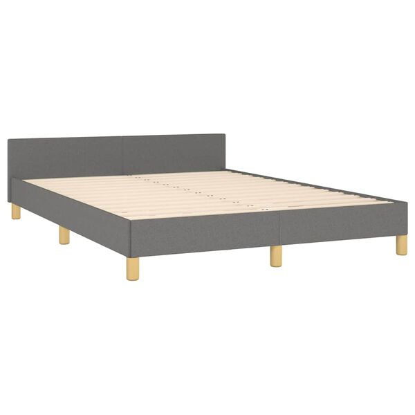vidaXL Estrutura de cama sem colch&atilde;o 140x190 cm tecido cinzento-escuro