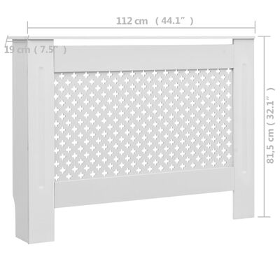 vidaXL Coberturas de radiador 2 pcs 112x19x81,5 cm MDF branco