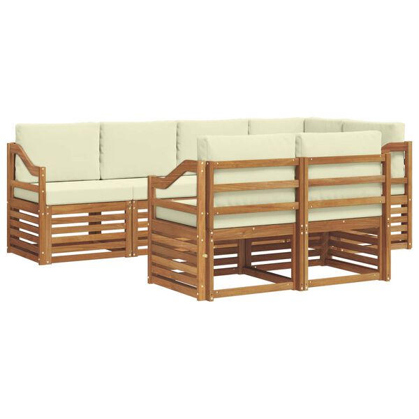 vidaXL Conjunto de Sof&aacute; Sectional com almofada 7 pcs Natural e Creme