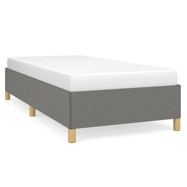 vidaXL Estrutura de cama sem colch&atilde;o 90x190 cm tecido cinzento-escuro