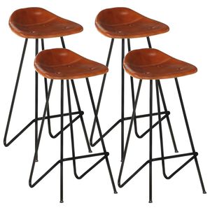 vidaXL Bancos de bar 4 pcs couro genu&iacute;no castanho