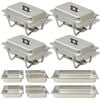 vidaXL Conjunto de rechauds 4 pcs a&ccedil;o inoxid&aacute;vel