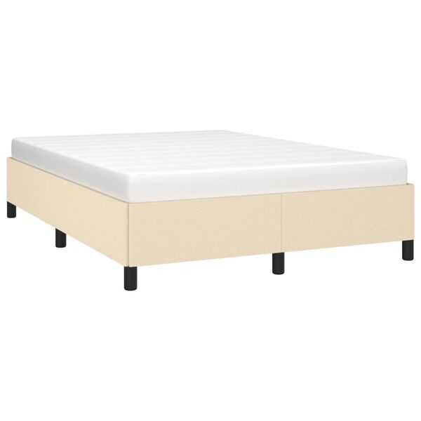 vidaXL Estrutura de cama sem colch&atilde;o 140x190 cm tecido cor creme