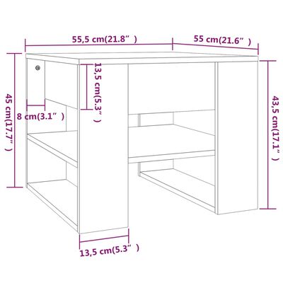 vidaXL Mesa de centro 55,5x55x45 cm madeira processada preto