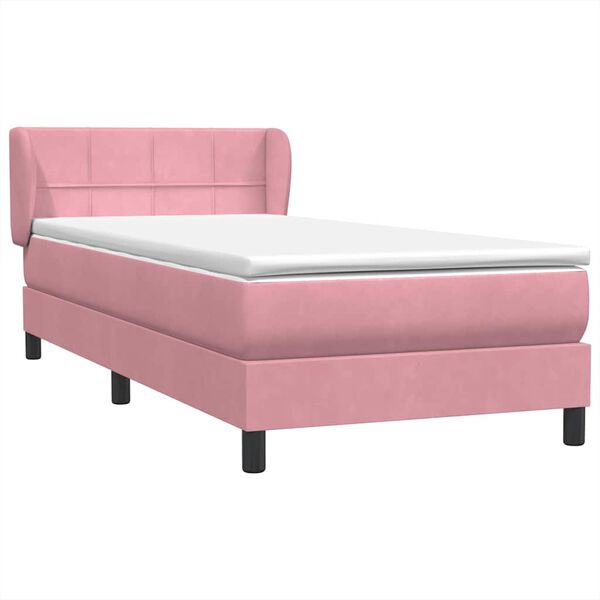 vidaXL Cama com molas/colch&atilde;o 100x220 cm veludo Rosa