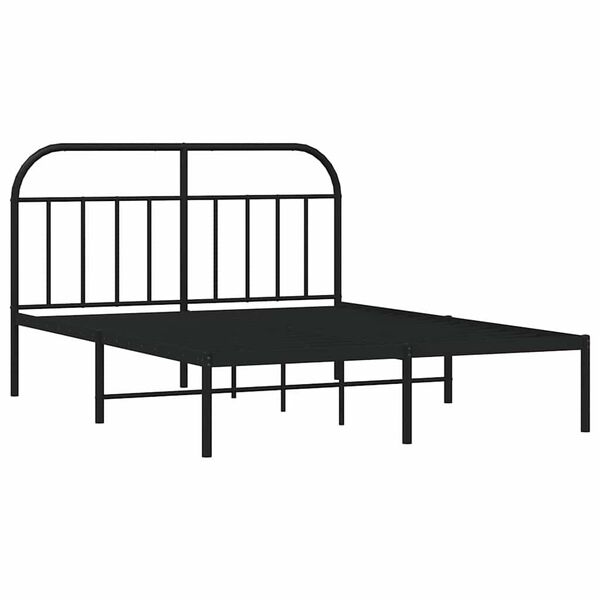 vidaXL Estrutura de cama com cabeceira 135x190 cm metal preto