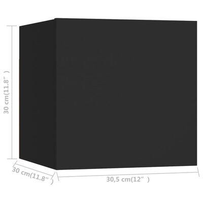 vidaXL Móvel de TV de parede 2 pcs 30,5x30x30 cm preto