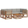 vidaXL Conjunto de Sof&aacute;s para Exterior 7 unid. Cinza Natural e Claro