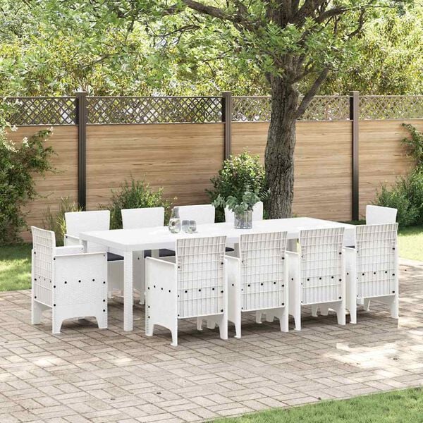 vidaXL Conjunto de Jantar para Jardim 11 pcs Branco Polipropileno