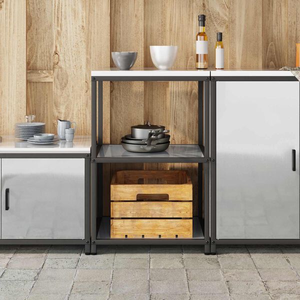 vidaXL Armazenamento de Cozinha Prateado 60 x 50 x 92 cm A&ccedil;o