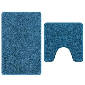 vidaXL Conjunto de Tapetes de Banho Antiderrapantes 2 unid. Azul PP