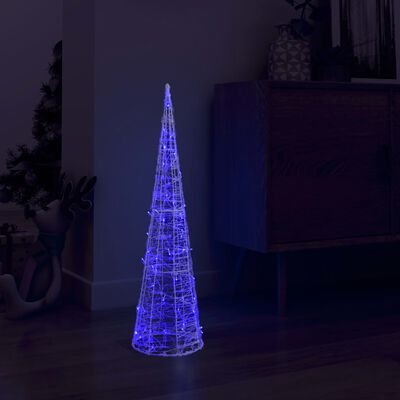 vidaXL Pirâmide de iluminação decorativa com LEDs acrílico 90 cm azul