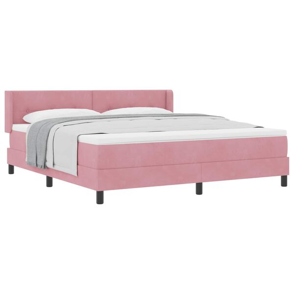 vidaXL Cama Box com colch&atilde;o com cabeceira Rosa 200 x 180 cm Veludo