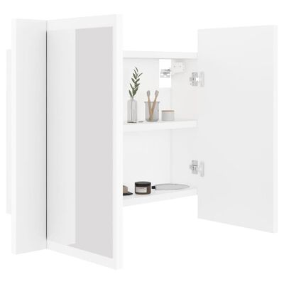 vidaXL Armário espelhado casa banho c/ LED 60x12x45 cm acrílico branco