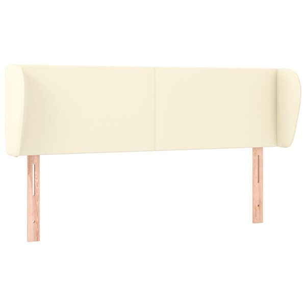 vidaXL Cabeceira de cama c/ abas couro artificial 147x23x78/88cm creme