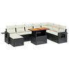 vidaXL 9 pcs conjunto de sof&aacute;s p/ jardim c/ almofad&otilde;es vime PE preto