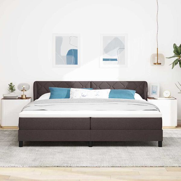 vidaXL Cama Box com colch&atilde;o Marrom Escuro 200 x 200 cm tecido