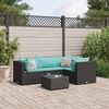 vidaXL 5 pcs conjunto lounge de jardim c/ almofad&otilde;es vime PE preto