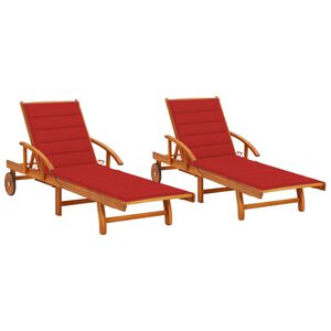 vidaXL Espregui&ccedil;adeiras com almofad&otilde;es 2 pcs madeira de ac&aacute;cia maci&ccedil;a