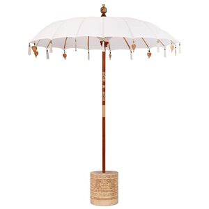 vidaXL Parasol Balin&ecirc;s com Base 250 Creme e Natural 190 x 190 x 250 cm