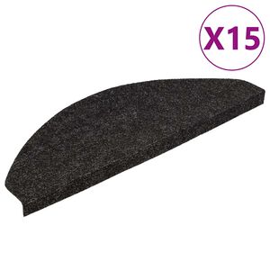 vidaXL Tapetes de escada adesivos 15 pcs56x17x3 cm preto