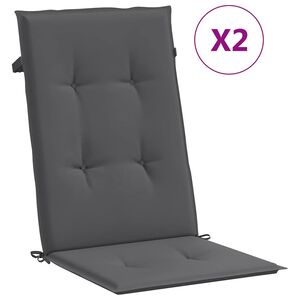 vidaXL Almofad&otilde;es para cadeiras altas de jardim 2 pcs tecido antracite
