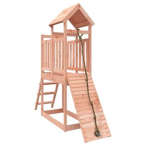vidaXL Casa de brincar com parede de escalar madeira de douglas maci&ccedil;a