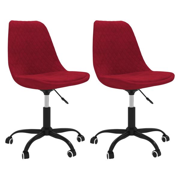 vidaXL Cadeiras de jantar girat&oacute;rias 2 pcs tecido vermelho tinto