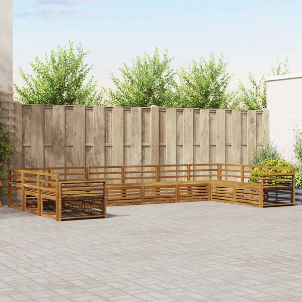 vidaXL Conjuntos de sof&aacute;s 10 pcs Natural Madeira S&oacute;lida de Ac&aacute;cia