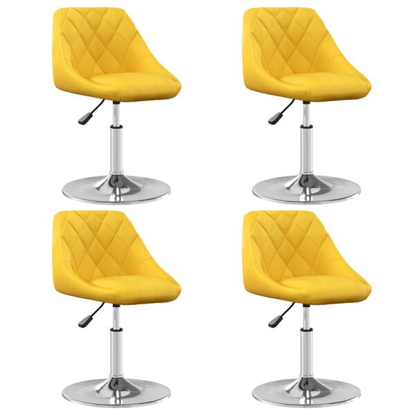 vidaXL Cadeiras de jantar girat&oacute;rias 4 pcs veludo amarelo mostarda