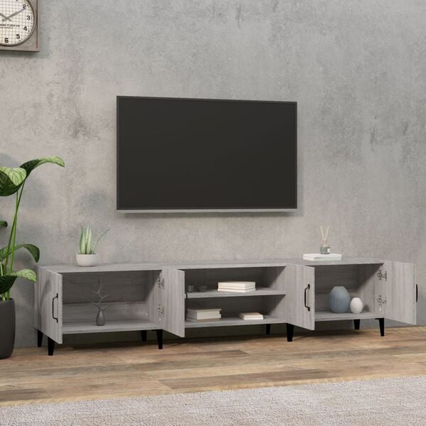 vidaXL Móvel de TV 180x31,5x40 cm derivados de madeira cinza sonoma