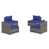 vidaXL 4 pcs conjunto lounge de jardim c/ almofad&otilde;es vime PE cinzento