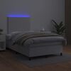 vidaXL Cama box spring c/colch&atilde;o/LED 120x200cm couro artificial branco
