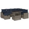 vidaXL Conjunto de sof&aacute; de jardim com 8 pe&ccedil;as e almofadas em rattan sint&eacute;tico cinza