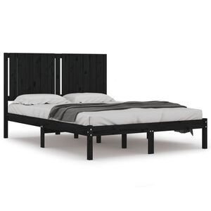 vidaXL Estrutura de cama 140x190 cm madeira de pinho maci&ccedil;a preto