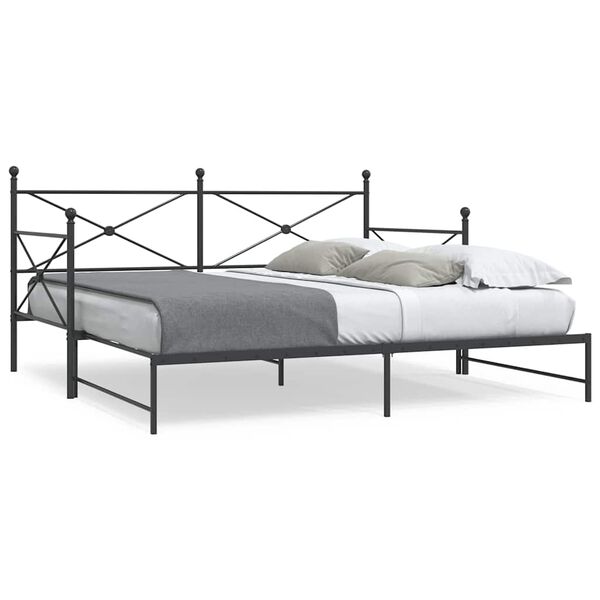 vidaXL Cama de dia com gavet&atilde;o sem colch&atilde;o 100x200 cm a&ccedil;o preto