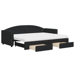 vidaXL Sof&aacute;-cama com gavet&atilde;o e gavetas 80x200 cm tecido preto