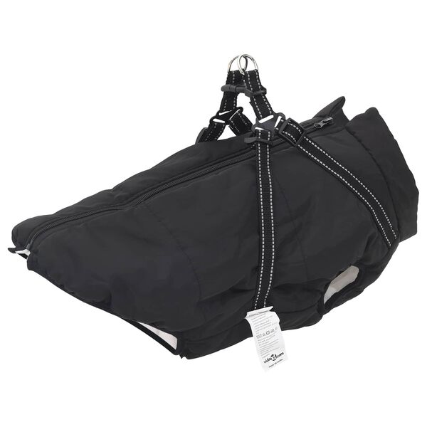 vidaXL Casaco para C&atilde;es com arn&ecirc;s Preto L48 Velo e Poli&eacute;ster