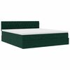 vidaXL Estrutura de cama otomana com colch&atilde;o 160x200 cm verde escuro