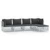 vidaXL 5 pcs conjunto lounge de jardim com almofad&otilde;es a&ccedil;o branco