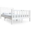 vidaXL Estrutura de cama casal 135x190 cm madeira maci&ccedil;a branco