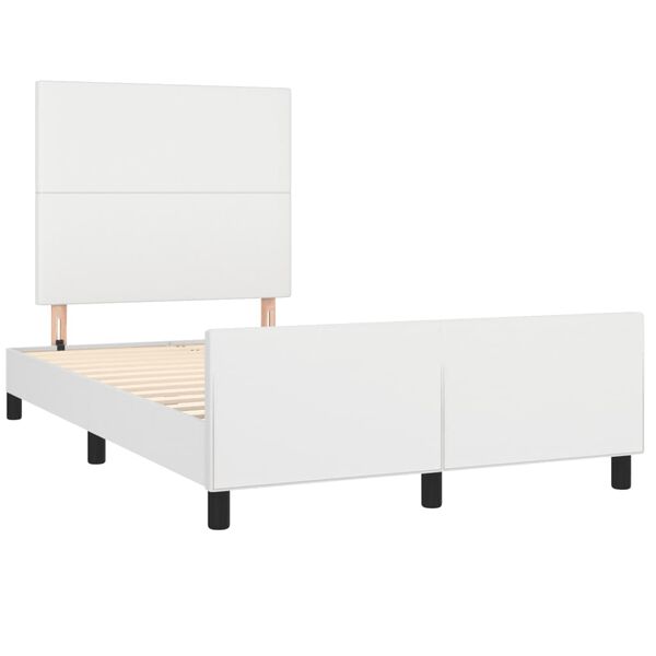vidaXL Estrutura de cama sem colchão 120x190cm couro do falso branco