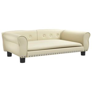 vidaXL Cama para c&atilde;es 95x55x30 cm couro artificial cor creme